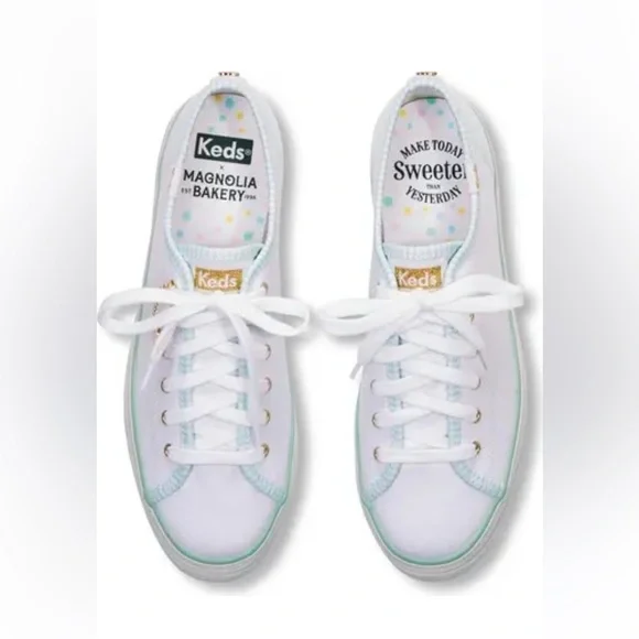 NIB$80 Keds x Magnolia Bakery sz 5 Triple Up Platform White Canvas Sneakers - Picture 3 of 3